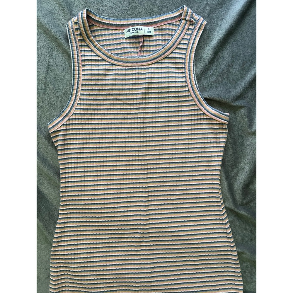Arizona Jean Co Striped Ribbed Knit Bodycon Mini Dress Pink Blue Tan Small - Picture 2 of 7